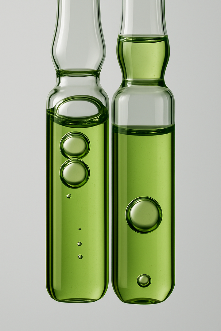 Green glass bottles